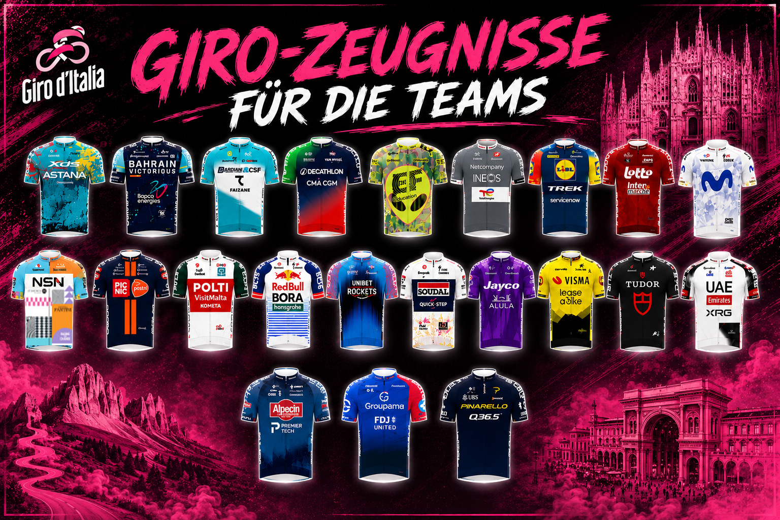 Giro d'Italia 2026 Teams Zeugnisse